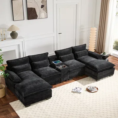 Streamdale Furniture Streamdale U-shaped Sectional Sofa With Usb & Cup Holders
