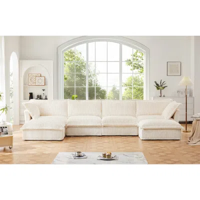 Streamdale Furniture Streamdale U-shaped Slipcovered Sectional, Deep Seat & Cushions (4-seater)