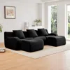 Streamdale Furniture Streamdale U-shaped Soft Teddy Fabric Boneless Sofa, Assembly Chaise, Black