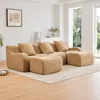 Streamdale Furniture Streamdale U-shaped Soft Teddy Fabric Boneless Sofa, Camel
