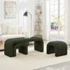 Streamdale Furniture Streamdale U-shaped Teddy Ottoman Bench Set Of 3 - Dark Green