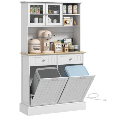 Streamdale Furniture Streamdale Ultimate Kitchen Hub: Charging, Waste, Microwave, Shelves