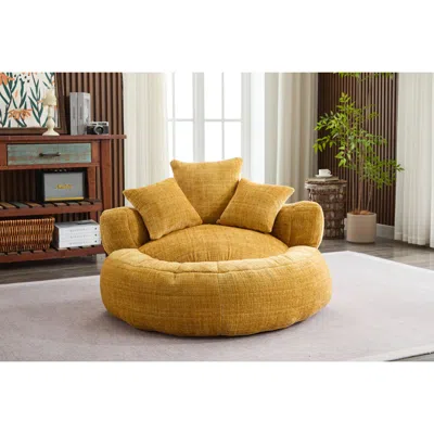 Streamdale Furniture Streamdale Ultra Soft Chenille Bean Bag Chair With Filling (yellow)