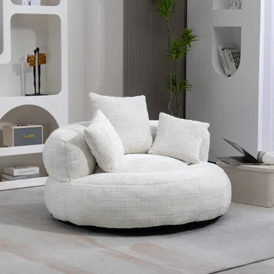 Streamdale Furniture Streamdale Ultra-spacious Comfort Swivel Chair In White