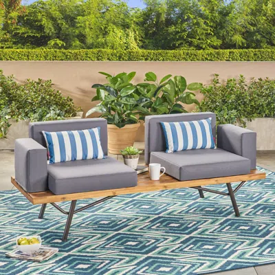 Streamdale Furniture Streamdale Ultra-stylish Acacia Wood Patio Sofa For Comfort And Elegance