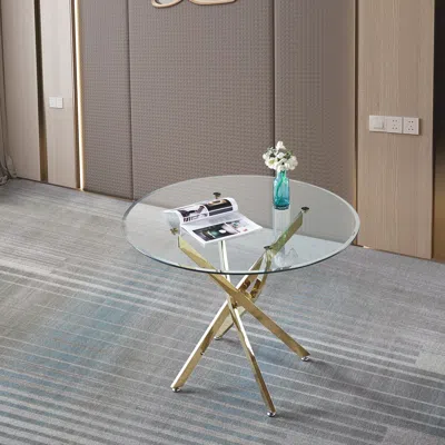 Streamdale Furniture Streamdale Ultramodern Round Glass Dining Table For Stylish Dining