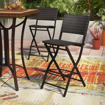 Streamdale Furniture Streamdale Unfold Comfort On Your Patio Sturdy Wicker-wrapped Barstools