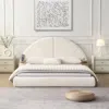 Streamdale Furniture Streamdale Unique Arched Boucle Bed With Small Table, Queen, Beige
