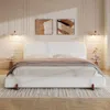 Streamdale Furniture Streamdale Unique Design White Fabric Upholstered Bed Frame With Solid Wood Legs, California King