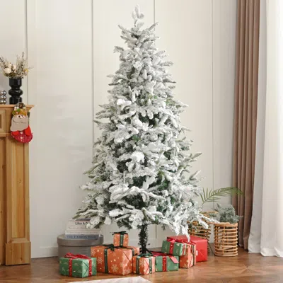Streamdale Furniture Streamdale Unlit 7ft Pe Pvc Mixed Christmas Tree With Full Snow Branch Tips In White