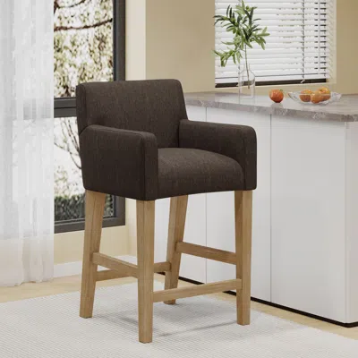 Streamdale Furniture Streamdale Upholstered 26 Inch Counter Stool - Brown/weathered Brown