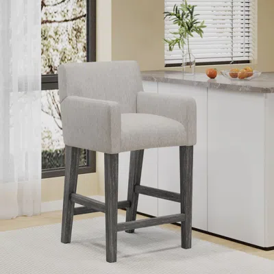 Streamdale Furniture Streamdale Upholstered 26 Inch Counter Stool - Light Gray/gray
