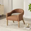 Streamdale Furniture Streamdale Upholstered Accent Armchair - Open Back, Rubberwood Legs, Brown In Brown