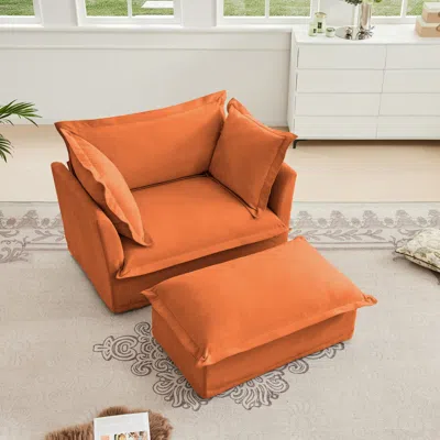 Streamdale Furniture Streamdale Upholstered Armchair & Ottoman Set (orange)