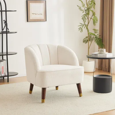 Streamdale Furniture Streamdale Upholstered Barrel Accent Chair With Wooden Legs