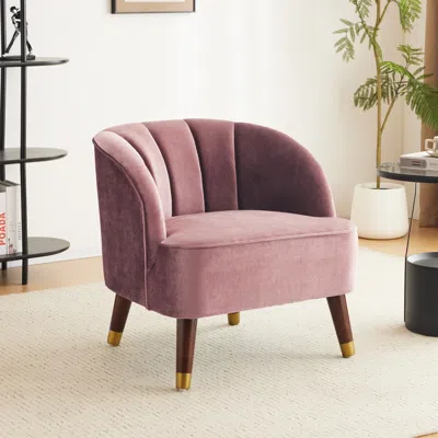Streamdale Furniture Streamdale Upholstered Barrel Accent Chair With Wooden Legs