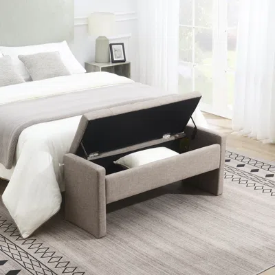 Streamdale Furniture Streamdale Upholstered Bed End Bench With Storage, Linen