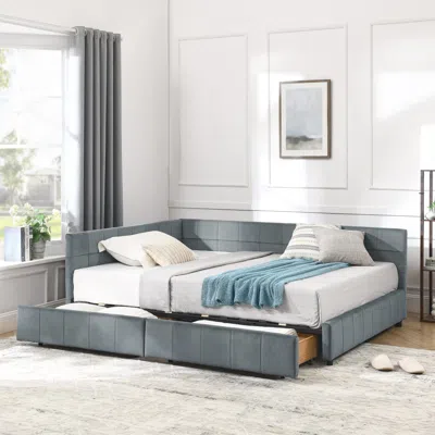 Streamdale Furniture Streamdale Upholstered Bed Frame With Backrest & Armrests