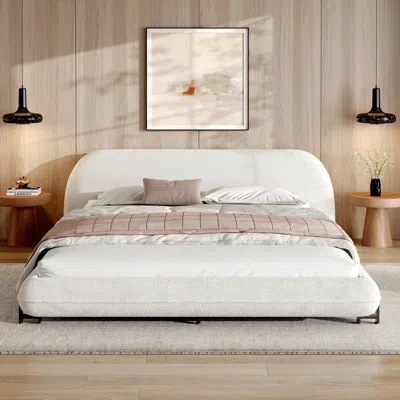 Streamdale Furniture Streamdale Upholstered Bed Frame With Boucle Fabric And Steel Legs