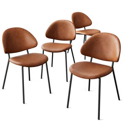 Streamdale Furniture Streamdale Upholstered Brown Pu Leather Dining Chairs (set Of 4)