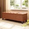 Streamdale Furniture Streamdale Upholstered Button Tufted Storage Ottoman, Pu, Cognac Brown In Brown