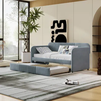 Streamdale Furniture Streamdale Upholstered Daybed Sofa Bed Twin Size With Trundle Bed And Wood