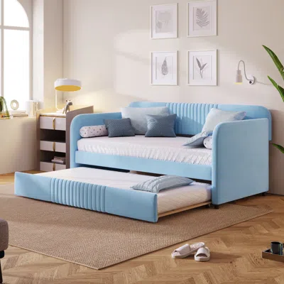 Streamdale Furniture Streamdale Upholstered Daybed Sofa Bed Twin Size With Trundle Bed And Wood