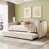 Streamdale Furniture Streamdale Upholstered Daybed Sofa Bed Twin Size With Trundle Bed And Wood