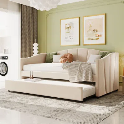Streamdale Furniture Streamdale Upholstered Daybed Sofa Bed Twin Size With Trundle Bed And Wood