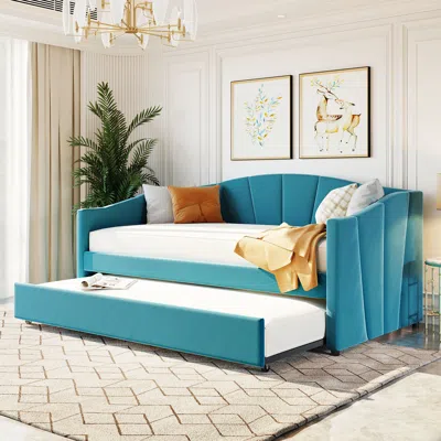 Streamdale Furniture Streamdale Upholstered Daybed Sofa Bed Twin Size With Trundle Bed And Wood