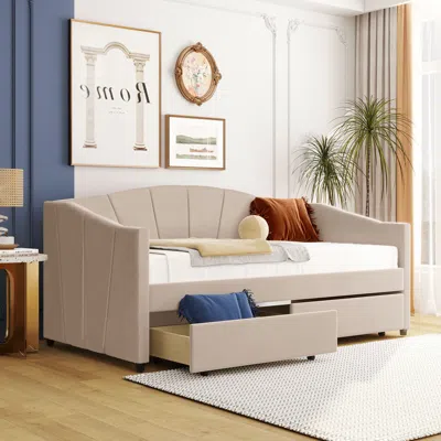 Streamdale Furniture Streamdale Upholstered Daybed Twin Size With Two Drawers And Wood Slat