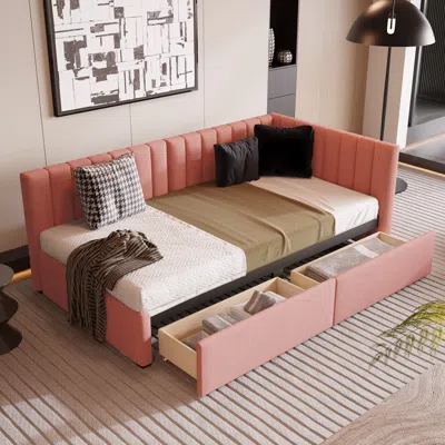 Streamdale Furniture Streamdale Upholstered Daybed With 2 Storage Drawers Twin Size Sofa Bed Frame