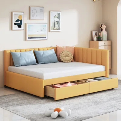 Streamdale Furniture Streamdale Upholstered Daybed With Storage Drawers & Linen Fabric