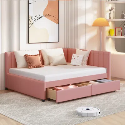 Streamdale Furniture Streamdale Upholstered Daybed With Storage Drawers & Linen Fabric
