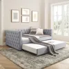 Streamdale Furniture Streamdale Upholstered Daybed With Trundle, Button And Copper Nail Detail