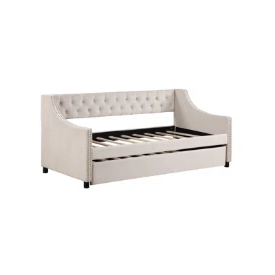 Streamdale Furniture Streamdale Upholstered Daybed With Trundle, Twin Size Frame, Beige Velvet