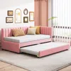 Streamdale Furniture Streamdale Upholstered Daybed With Trundle Twin Size Sofa Bed Frame No Box