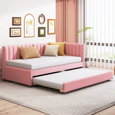 Streamdale Furniture Streamdale Upholstered Daybed With Trundle Twin Size Sofa Bed Frame No Box