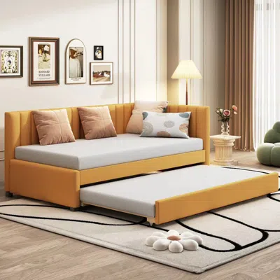 Streamdale Furniture Streamdale Upholstered Daybed With Trundle Twin Size Sofa Bed Frame No Box