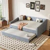 Streamdale Furniture Streamdale Upholstered Daybed With Twin Trundle, Tufted Sofa Bed - Light Grey In Gray