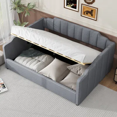 Streamdale Furniture Streamdale Upholstered Daybed With Underneath Storage In Gray