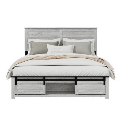 Streamdale Furniture Streamdale Upholstered Full Bed Frame With Storage Headboard, Led & Pet Bed