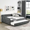 Streamdale Furniture Streamdale Upholstered Full Daybed With Twin Trundle, Grey