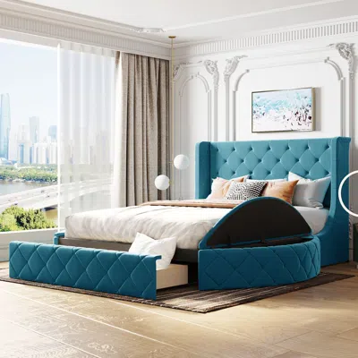 Streamdale Furniture Streamdale Upholstered Platform Bed Queen Size Storage Velvet Bed
