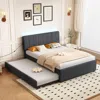 Streamdale Furniture Streamdale Upholstered Platform Bed W/ Trundle, Led Lights