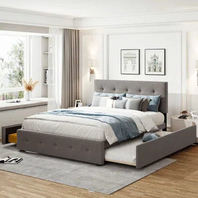 Streamdale Furniture Streamdale Upholstered Platform Bed With 2 Drawers And 1 Twin Xl Trundle