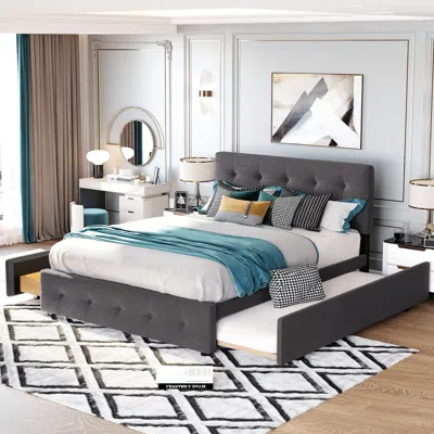 Streamdale Furniture Streamdale Upholstered Platform Bed With 2 Drawers And 1 Twin Xl Trundle