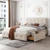 Streamdale Furniture Streamdale Upholstered Platform Bed With Classic Headboard And 4 Drawers