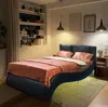 Streamdale Furniture Streamdale Upholstered Platform Bed With Led, Bluetooth, Massage, Curved Design (king)