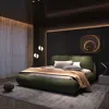 Streamdale Furniture Streamdale Upholstered Platform Bed With Padded Backrest And Solid Wood Frame In Green